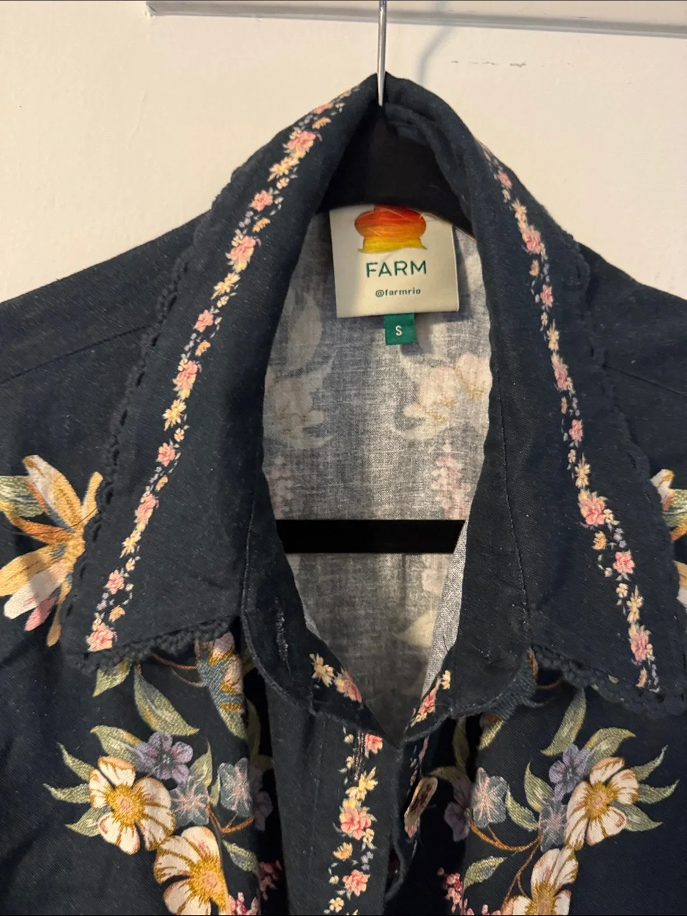 FARM Rio Maira Floral Belted Midi Shirtdress, Size Small, &320 - Picture 12 of 13